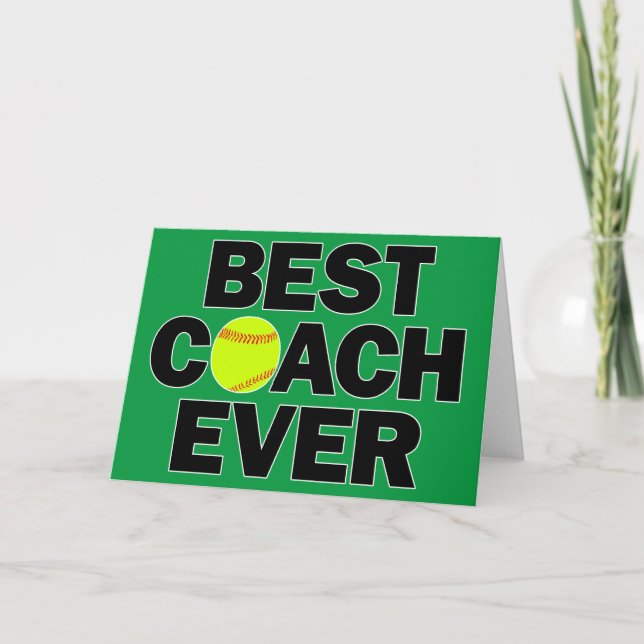 Fastpitch Softball Best Coach Ever Custom Colour Thank You Card (Front)