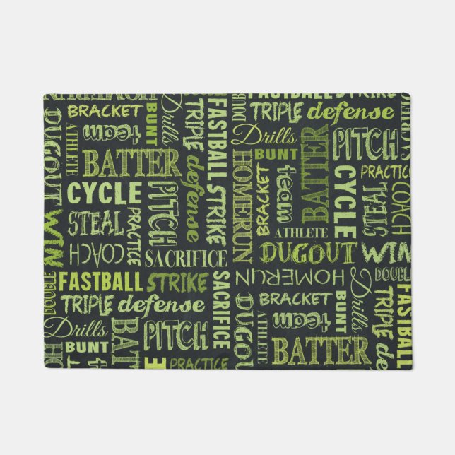 Fastpitch Softball Chalkboard Terms Doormat (Front)