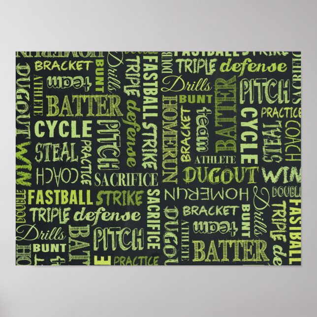 Fastpitch Softball Chalkboard Terms Poster (Front)