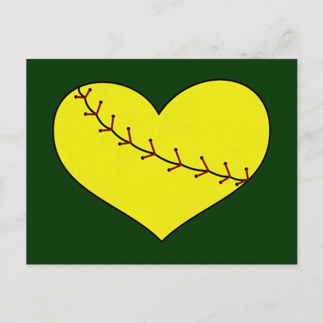 Fastpitch Softball Heart Postcard (Front)