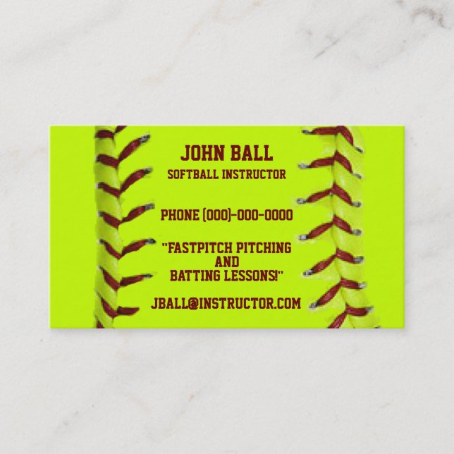 Fastpitch Softball Instructor Business Card (Front)