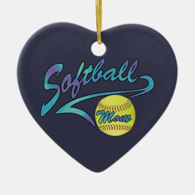 Fastpitch Softball Mum Athletic Tail Ceramic Tree Decoration (Front)