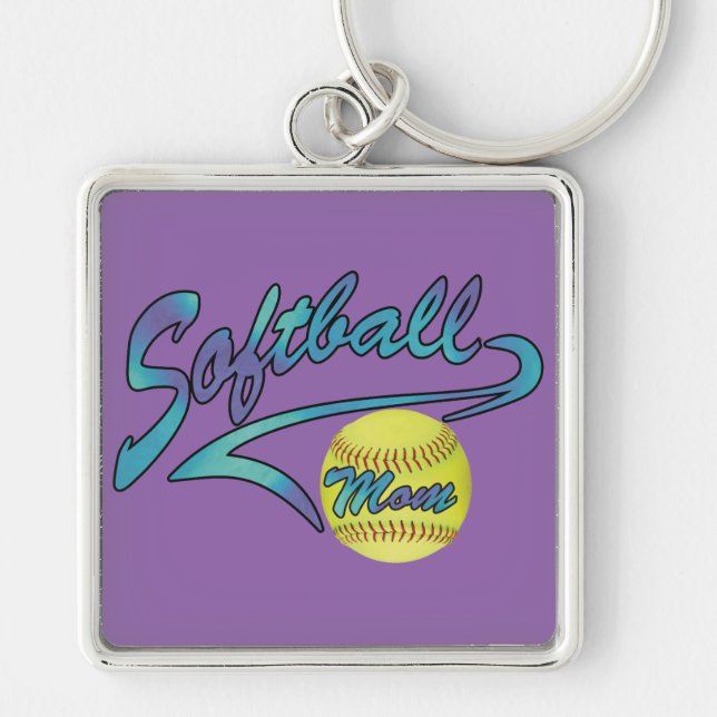 Fastpitch Softball Mum Athletic Tail Key Ring (Front)