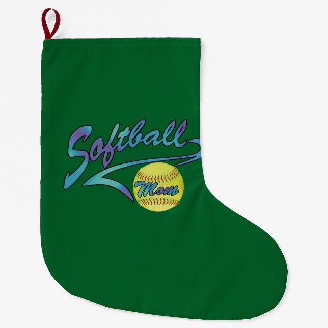 Fastpitch Softball Mum Athletic Tail Large Christmas Stocking (Front)