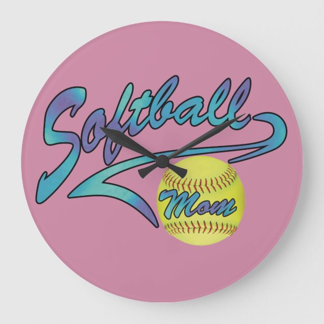 Fastpitch Softball Mum Athletic Tail Large Clock (Front)