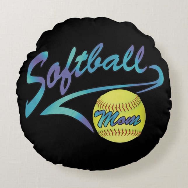 Fastpitch Softball Mum Athletic Tail Round Cushion (Front)