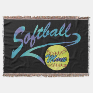 Fastpitch Softball Mum Athletic Tail Throw Blanket