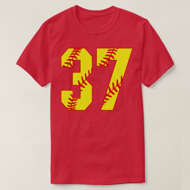 Fastpitch Softball Number 37 37 Softball  Jersey U T-Shirt (Design Front)