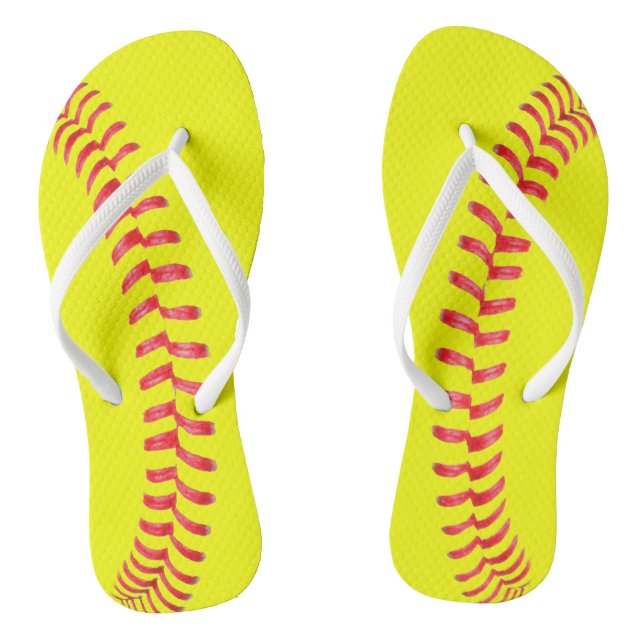 Fastpitch Softball Player Fun Sports Women's Flip Flops (Footbed)