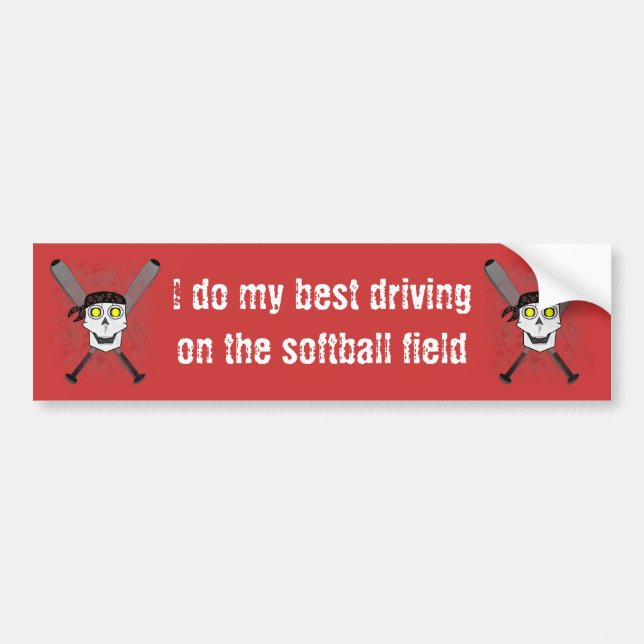 Fastpitch Softball Skull 'N Bats Bimper Sticker (Front)