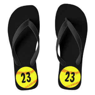 Fastpitch Softball Team Custom Jersey Number Flip Flops