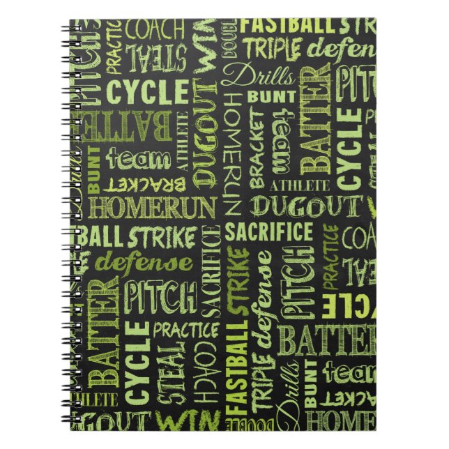 Fastpitch Softball Terms On The Chalkboard Notebook (Front)