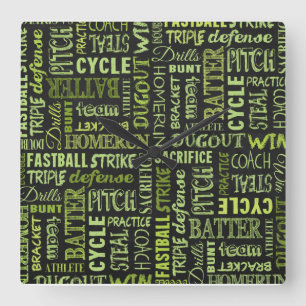 Fastpitch Softball Terms On The Chalkboard Square Wall Clock