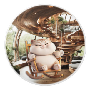Fat And Sassy Coffee Time Ceramic Knob