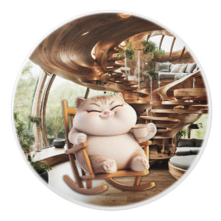 Fat And Sassy Coffee Time Ceramic Knob