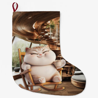 Fat And Sassy Coffee Time Large Christmas Stocking