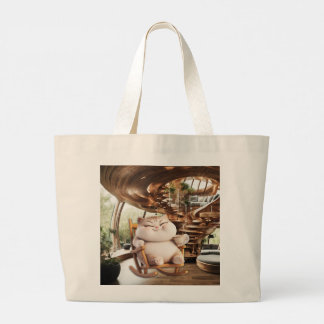 Fat And Sassy Coffee Time Large Tote Bag