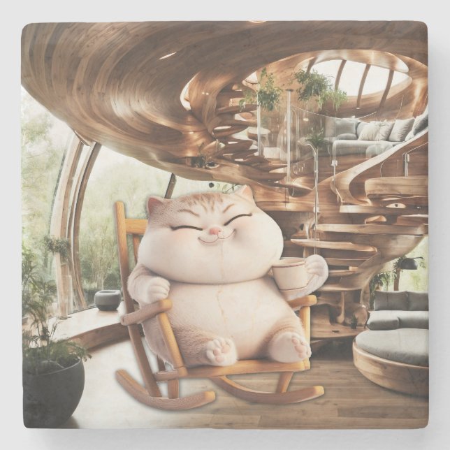 Fat And Sassy Coffee Time Stone Coaster (Front)