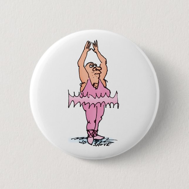 Fat Ballet Dancer in PInk Tutu 6 Cm Round Badge (Front)