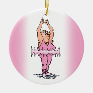 Fat Ballet Dancer in PInk Tutu Ceramic Tree Decoration