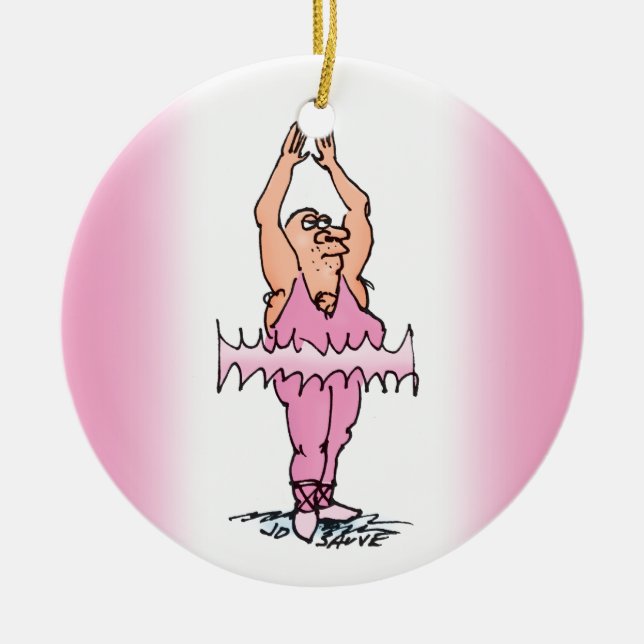 Fat Ballet Dancer in PInk Tutu Ceramic Tree Decoration (Front)