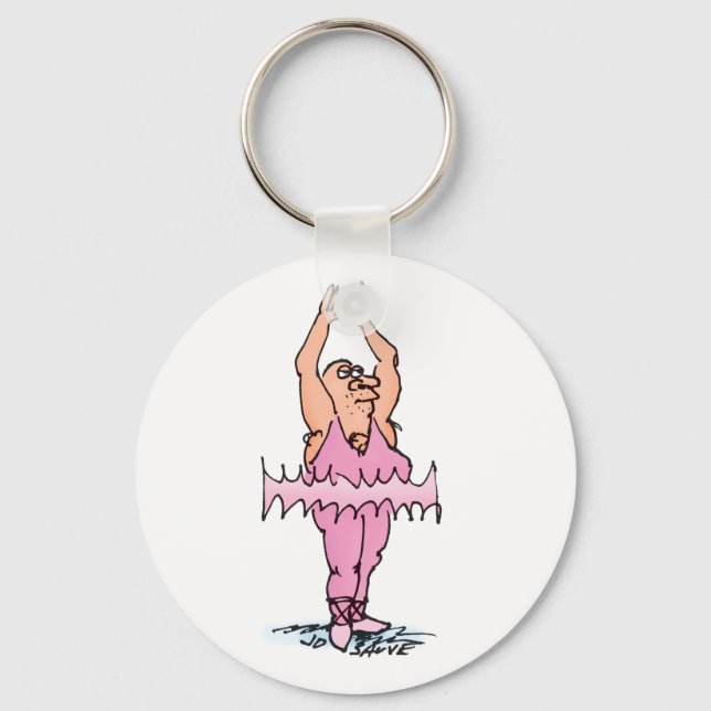 Fat Ballet Dancer in PInk Tutu Key Ring (Front)