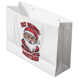 Fat Bearded Judgemental Bastard Hilarious Santa  Large Gift Bag
