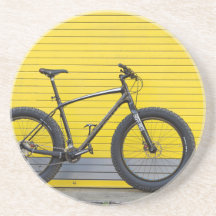 Fat bike on yellow wall