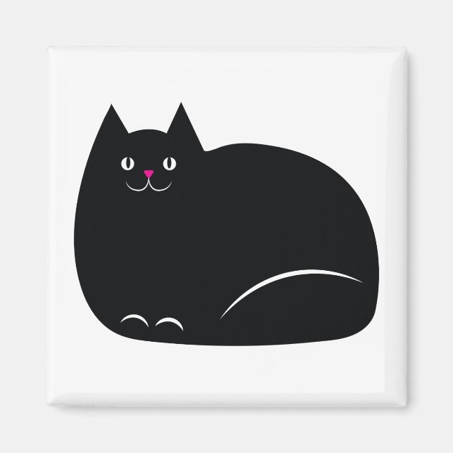Fat Black Cat Magnet (Front)