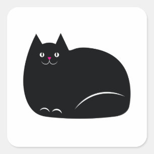 Fat Black Cat Square Sticker