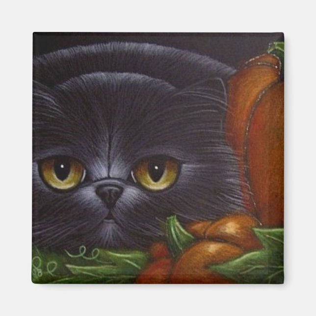 FAT BLACK PERSIAN CAT Magnet (Front)
