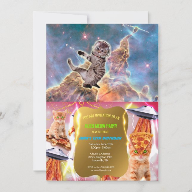 Fat cat astronaut invitation (Front)