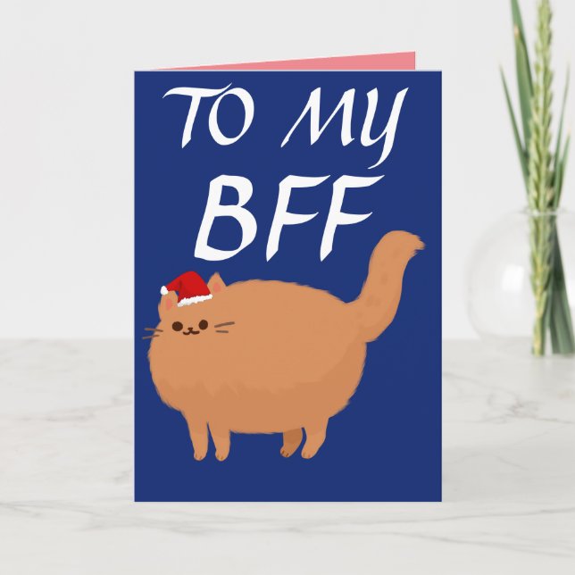 FAT CAT BEST FRIEND BFF CHRISTMAS CARDS (Front)