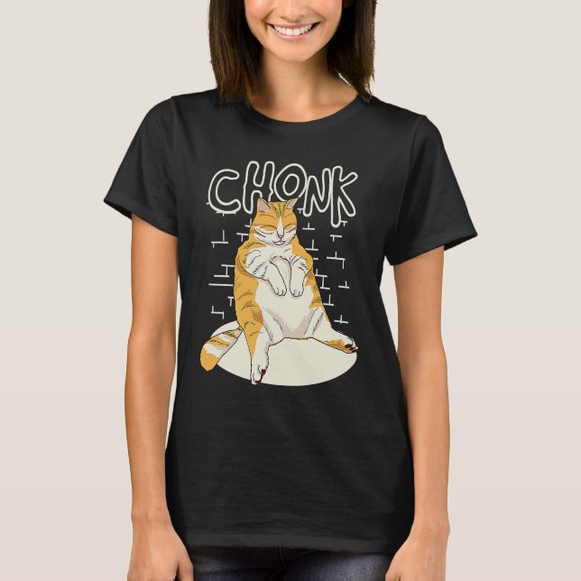 Fat Cat Chonk Scale Chonky Chubby Kitten Sarcasm M T-Shirt (Front)