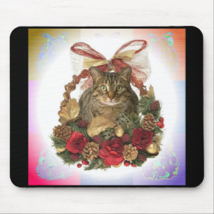 Fat Cat Christmas Basket Mouse Mat