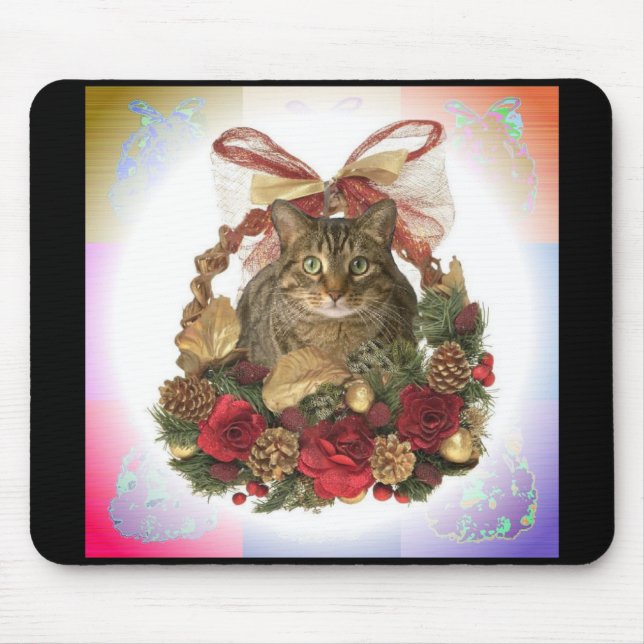 Fat Cat Christmas Basket Mouse Mat (Front)