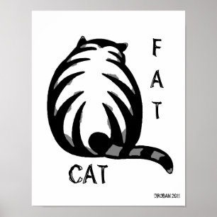 Fat Cat-Grey & Black Poster