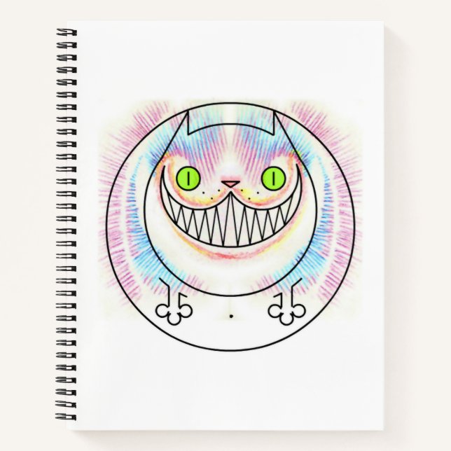 Fat Cat Happy Cat Cheshire Cat Spiral Notebook (Front)