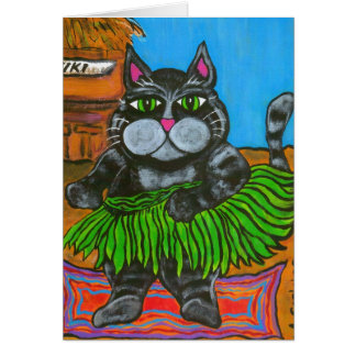 Fat Cat in a Hula Skirt Card