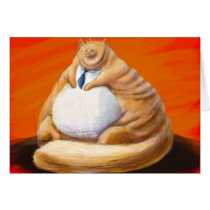 Fat cat in blue tie