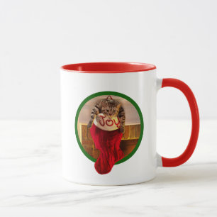 Fat Cat in Christmas Stocking Mug