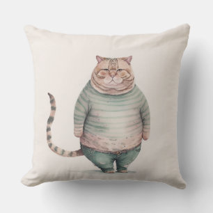 fat cat in jeans pillow