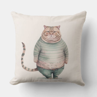 fat cat in jeans pillow