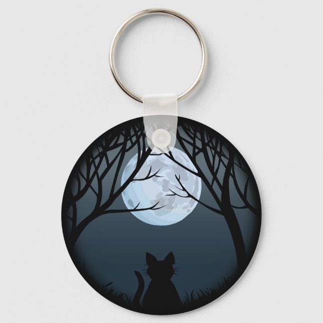 Fat Cat Keychain Black Cat Gifts Pet Keychains (Front)