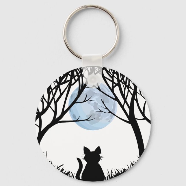 Fat Cat Keychain Black Cat Gifts Pet Keychains (Front)