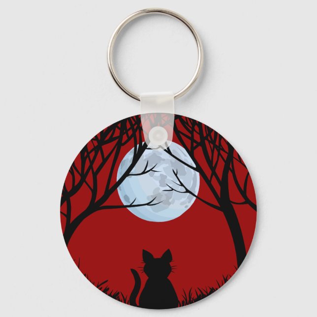 Fat Cat Keychain Black Cat Gifts Pet Keychains (Front)