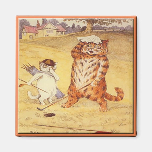 Fat Cat playing golf Magnet (Front)