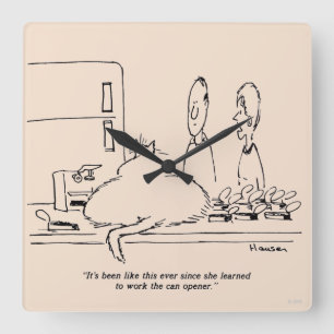 Fat Cat Square Wall Clock