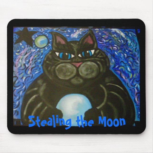 Fat Cat Stealing the Moon Mouse Mat (Front)