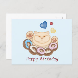Fat cat sweet tooth Happy Birthday  Postcard